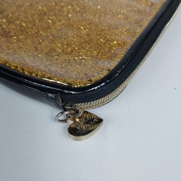 Betsey Johnson Gold Glitter Tablet Sleeve Case Bag Notebook - Picture 6 of 11